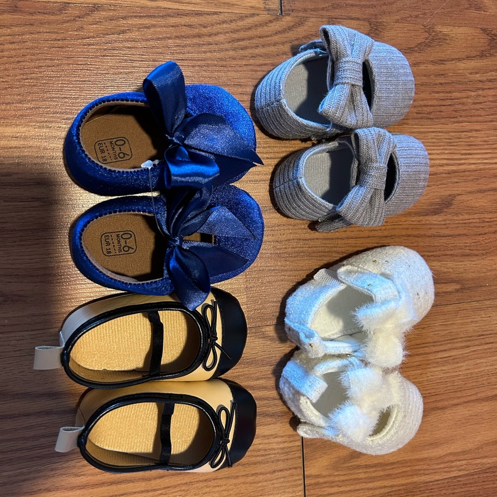 Blue, Gray, and Cream Kids Shoes Set